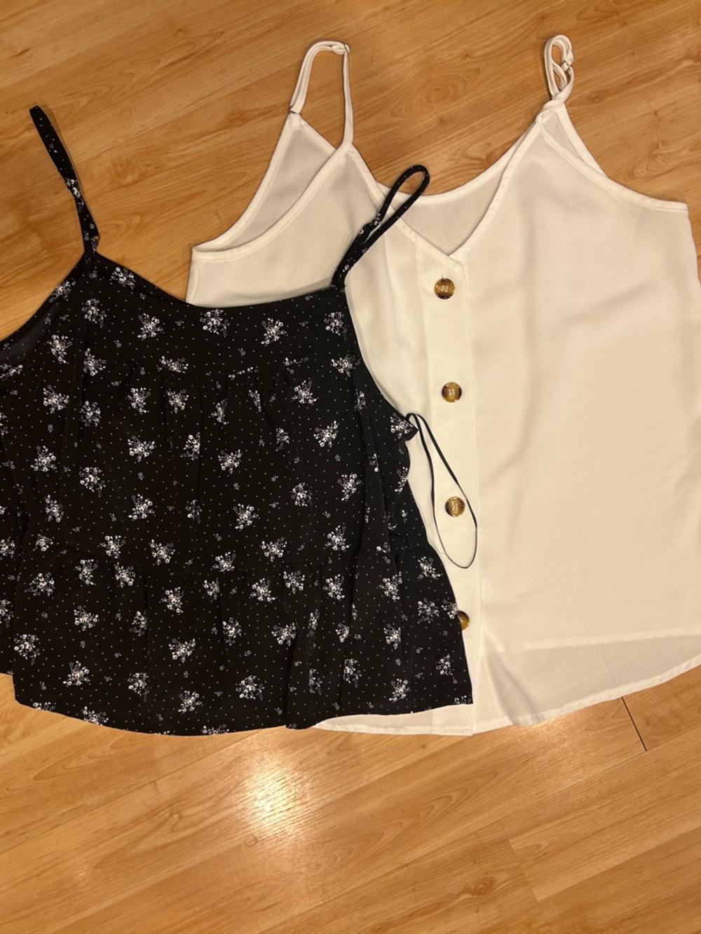 Set of Two Women's Camis - Cream & Black Floral